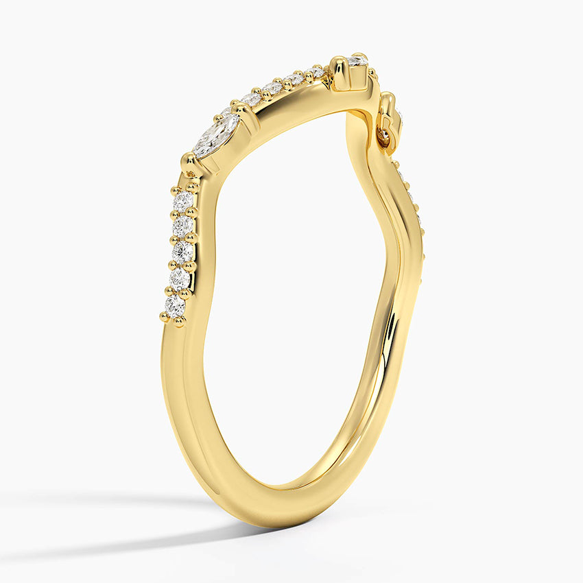 Luxe Willow Curved Diamond Ring Yellow Gold 18k Wedding Band