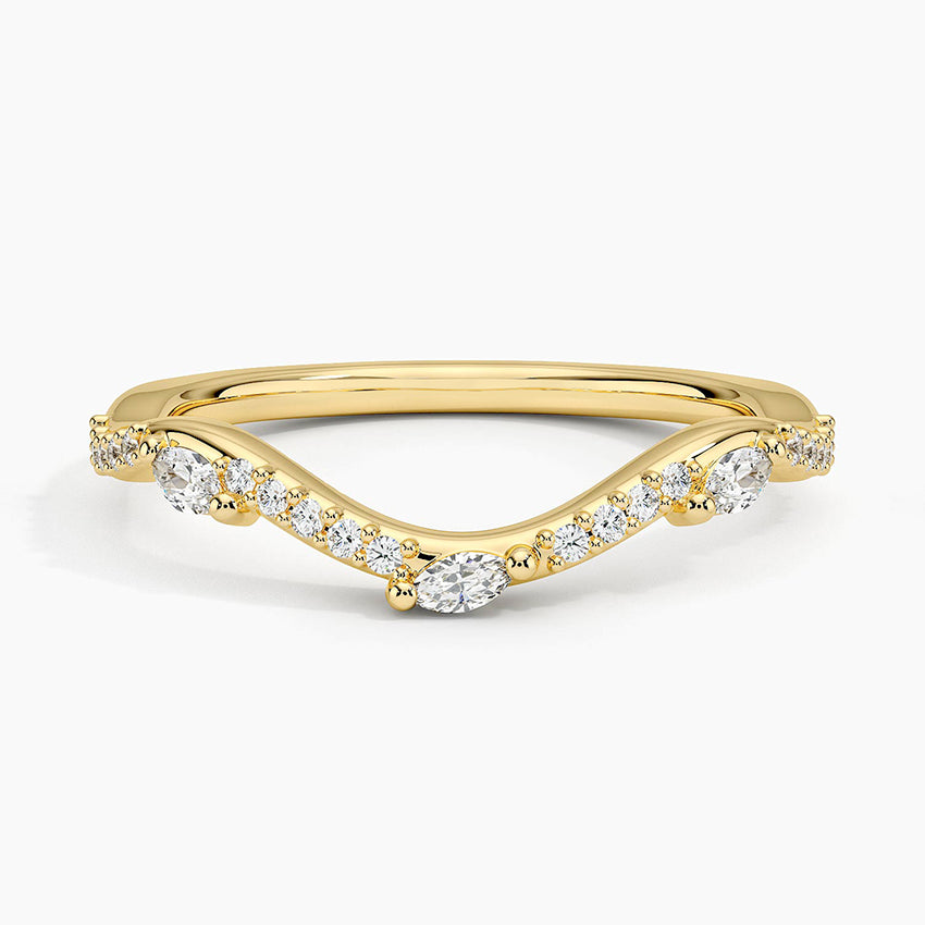 Luxe Willow Curved Diamond Ring Yellow Gold 18k Wedding Band