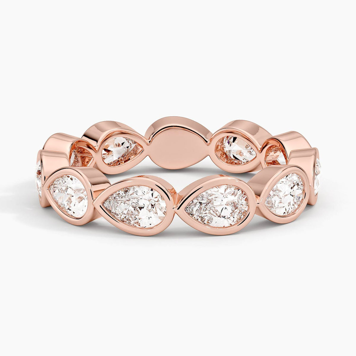 East-West Bezel Pear Eternity Lab Diamond Ring Rose Gold 18k Eternity Band