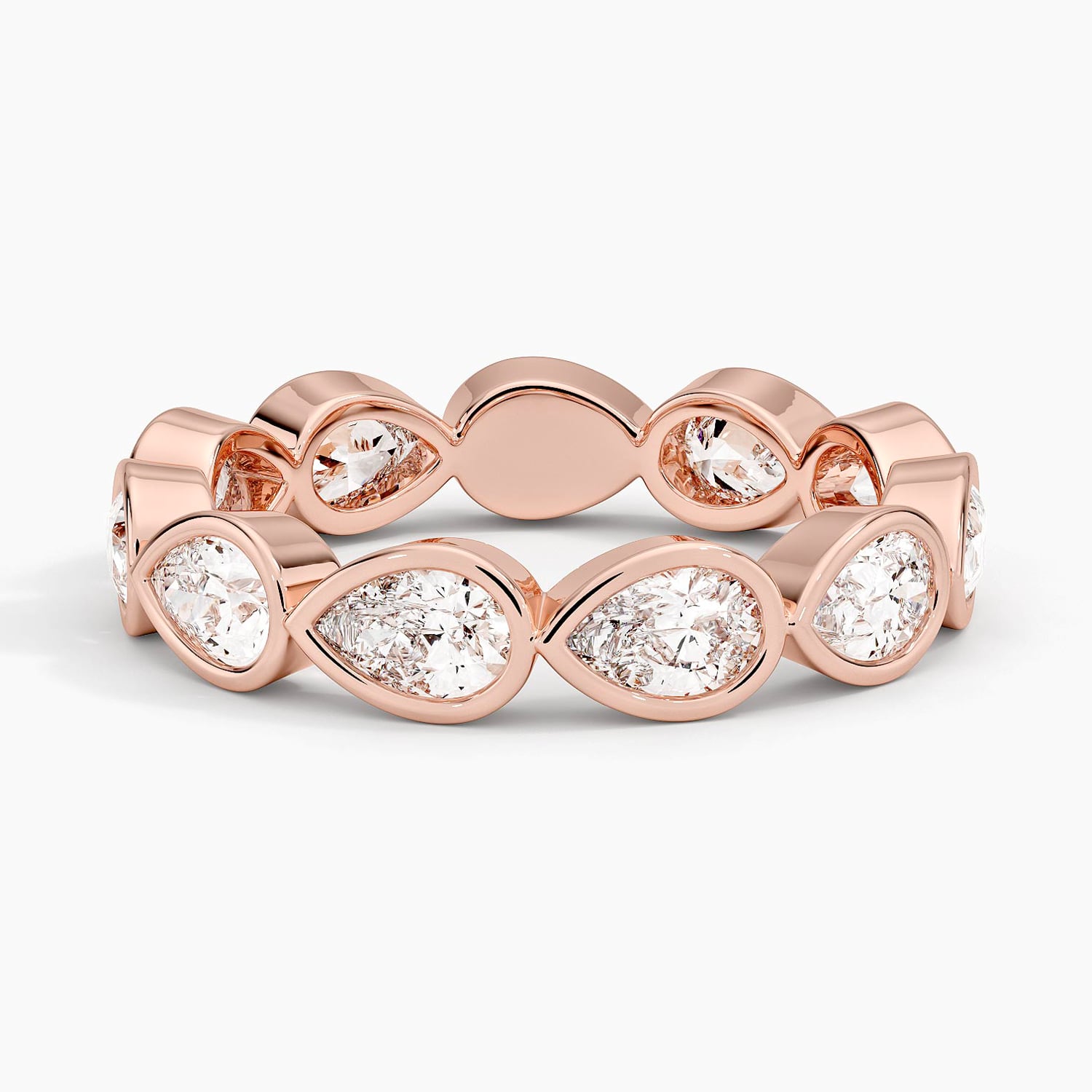 East-West Bezel Pear Eternity Lab Diamond Ring Rose Gold 18k Eternity Band