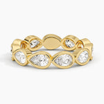 East-West Bezel Pear Eternity Lab Diamond Ring Yellow Gold 18k Eternity Band