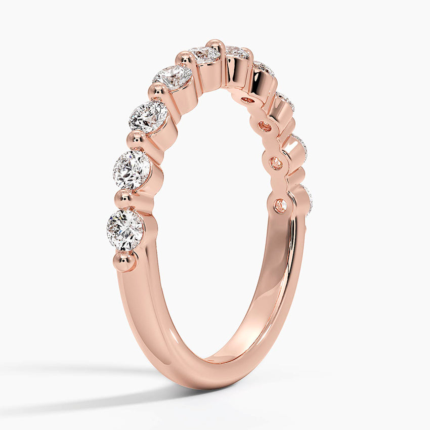 Bordeaux Shared Prong Diamond Ring (1/2 ct. tw.) Rose Gold 18k Wedding Band