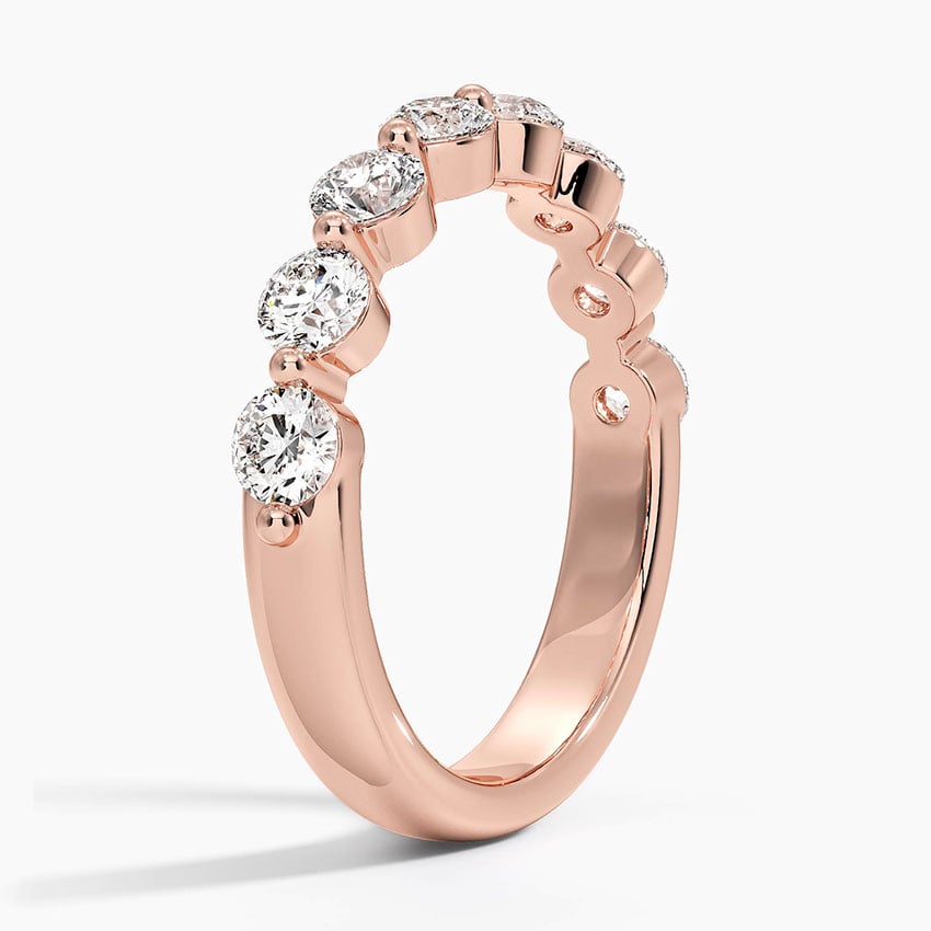 Bordeaux Shared Prong Diamond Ring (7/8 ct. tw.) Rose Gold 18k Wedding Band