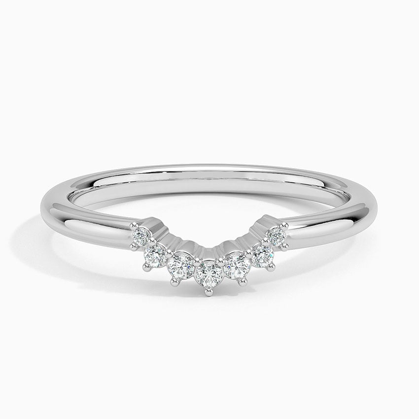 Crescent Diamond Ring Platinum Wedding Band