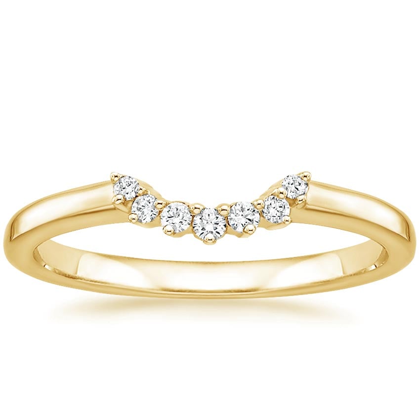 Crescent Diamond Ring Yellow Gold 18k Wedding Band