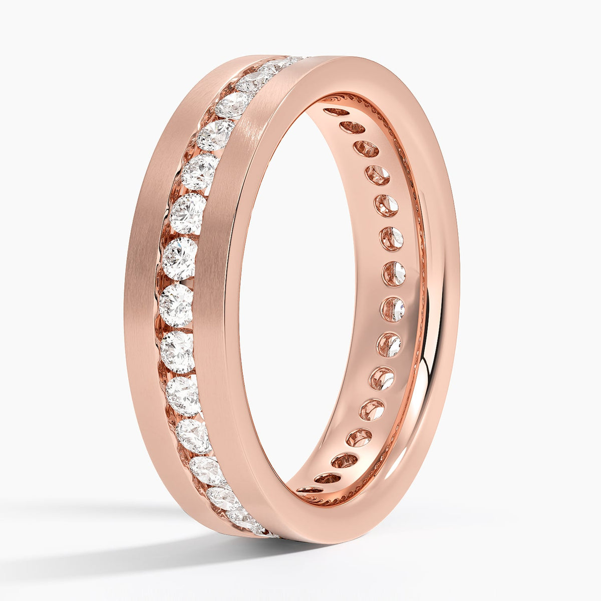 Mojave Matte Channel Set Lab Diamond 5.5mm Wedding Ring Rose Gold 18k Wedding Band
