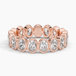Bezel Oval Eternity Lab Diamond Ring Rose Gold 18k Eternity Band