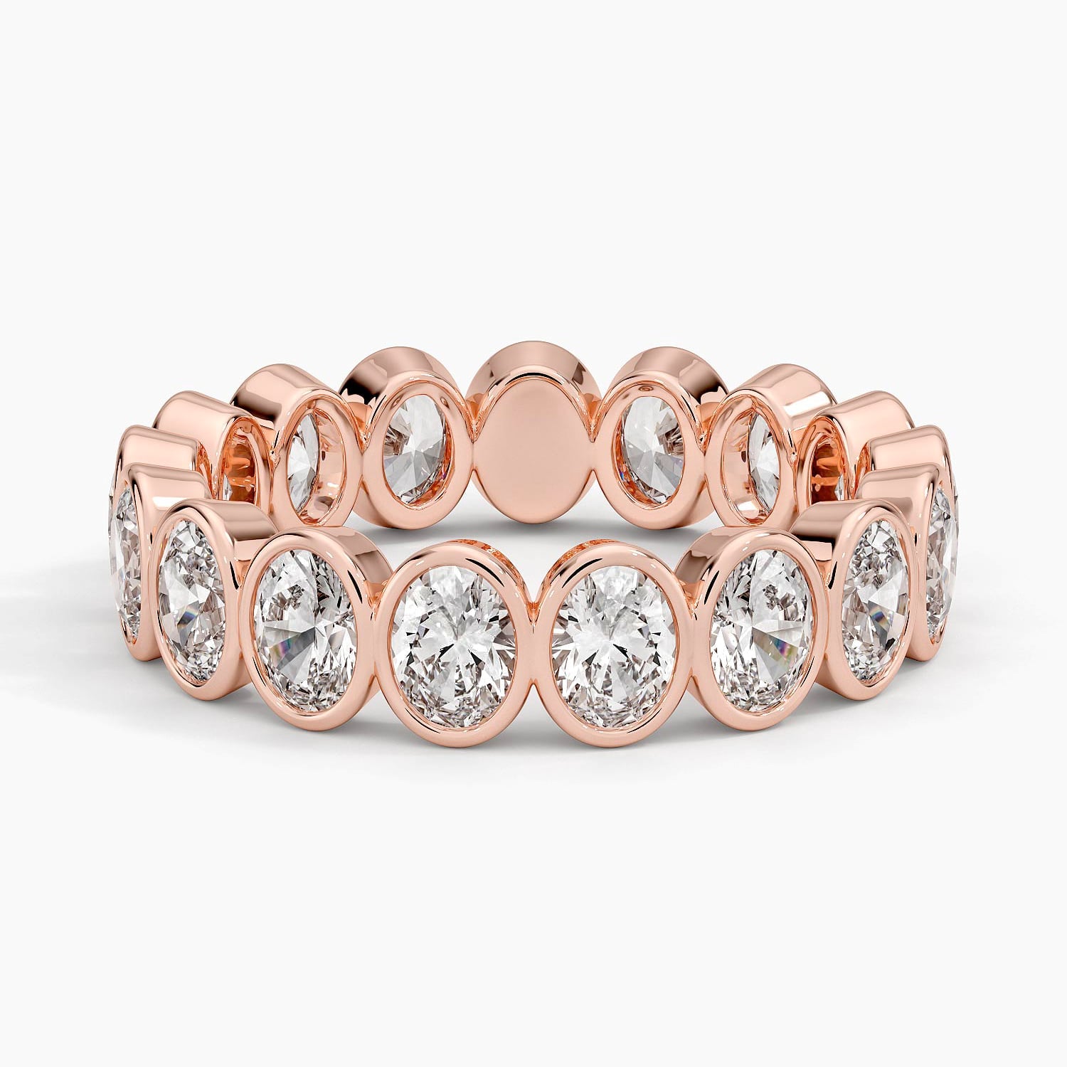 Bezel Oval Eternity Lab Diamond Ring Rose Gold 18k Eternity Band