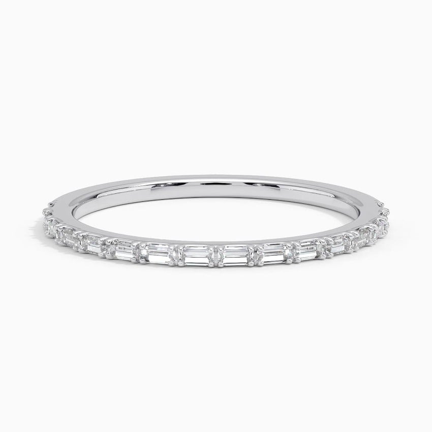 Delicate Gemma Baguette Diamond Ring (1/6 ct. tw.) Platinum Wedding Band