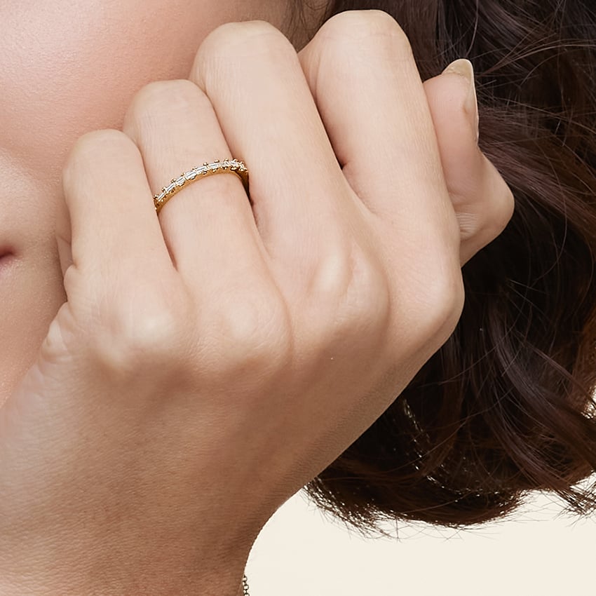 Delicate Gemma Baguette Diamond Ring (1/6 ct. tw.) Yellow Gold 18k Wedding Band