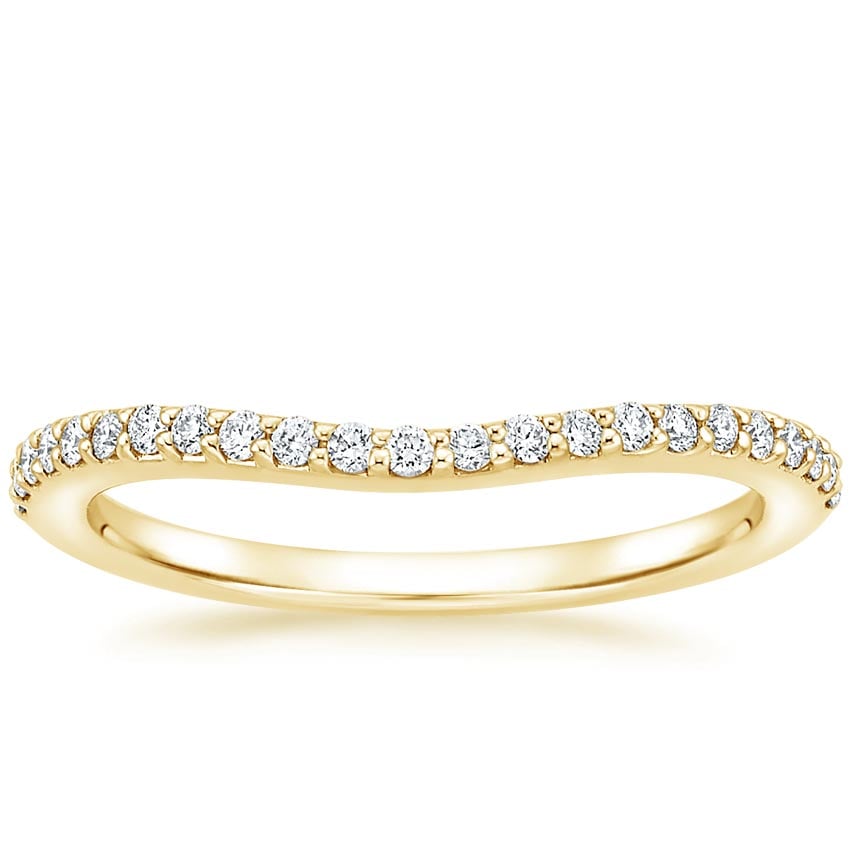 Curved Diamond Ring (1/6 ct. tw.) Yellow Gold 18k Wedding Band
