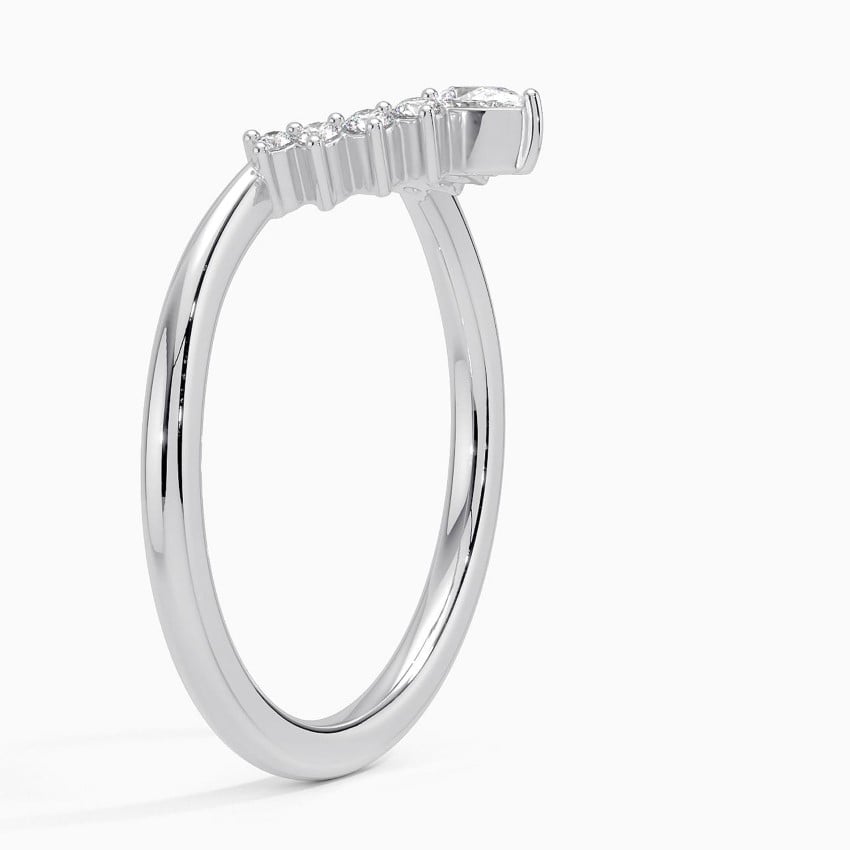Elongated Lunette Diamond Ring (1/8 ct. tw.) Platinum Wedding Band