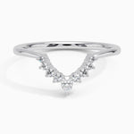 Elongated Lunette Diamond Ring (1/8 ct. tw.) Platinum Wedding Band