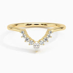 Elongated Lunette Diamond Ring (1/8 ct. tw.) Yellow Gold 18k Wedding Band