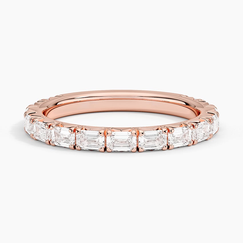 Nathalie Emerald Cut Diamond Ring Rose Gold 18k Wedding Band