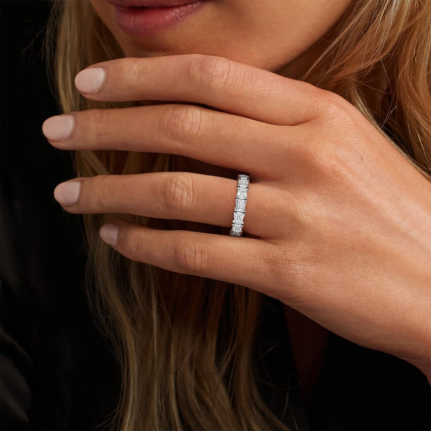Nathalie Emerald Cut Lab Diamond Ring (2 1/2 ct. tw.) Platinum Wedding Band