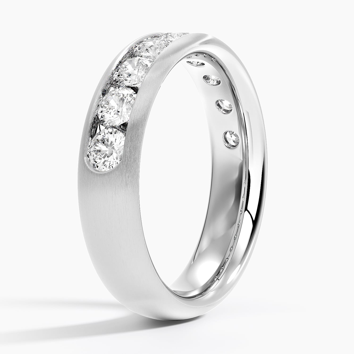 Channel Set Lab Diamond 5.5mm Matte Wedding Ring Platinum Wedding Band