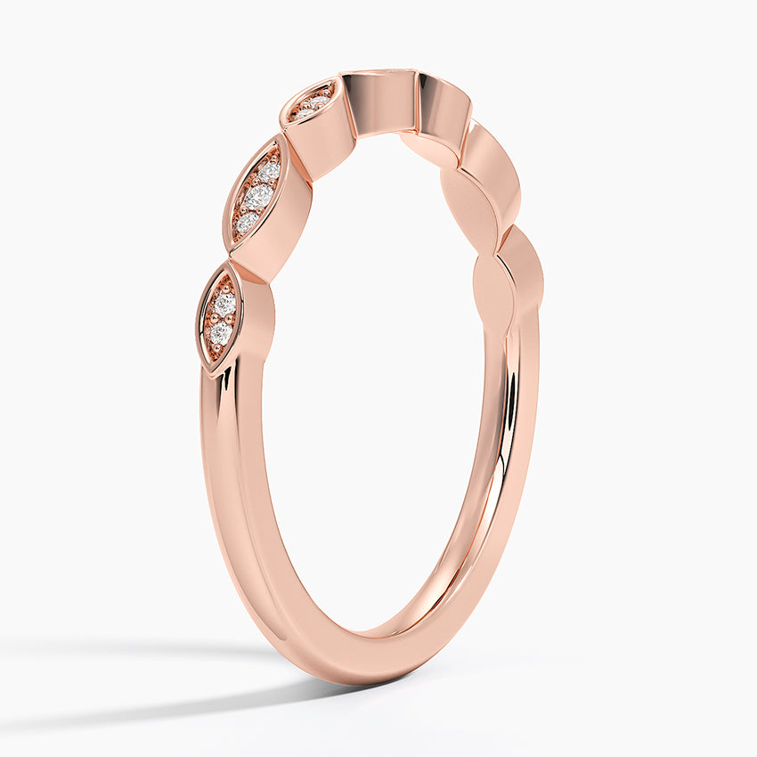 Petal Diamond Ring Rose Gold 18k Wedding Band