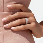 Three Row Lab Diamond Ring (1 1/2 ct. tw.) Platinum Wedding Band