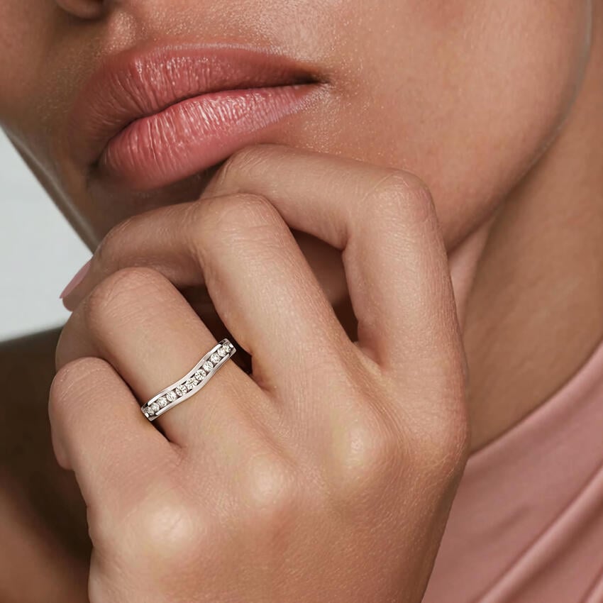 Zadie Channel Set Contour Lab Diamond Ring (1/4 ct. tw.) Platinum Wedding Band