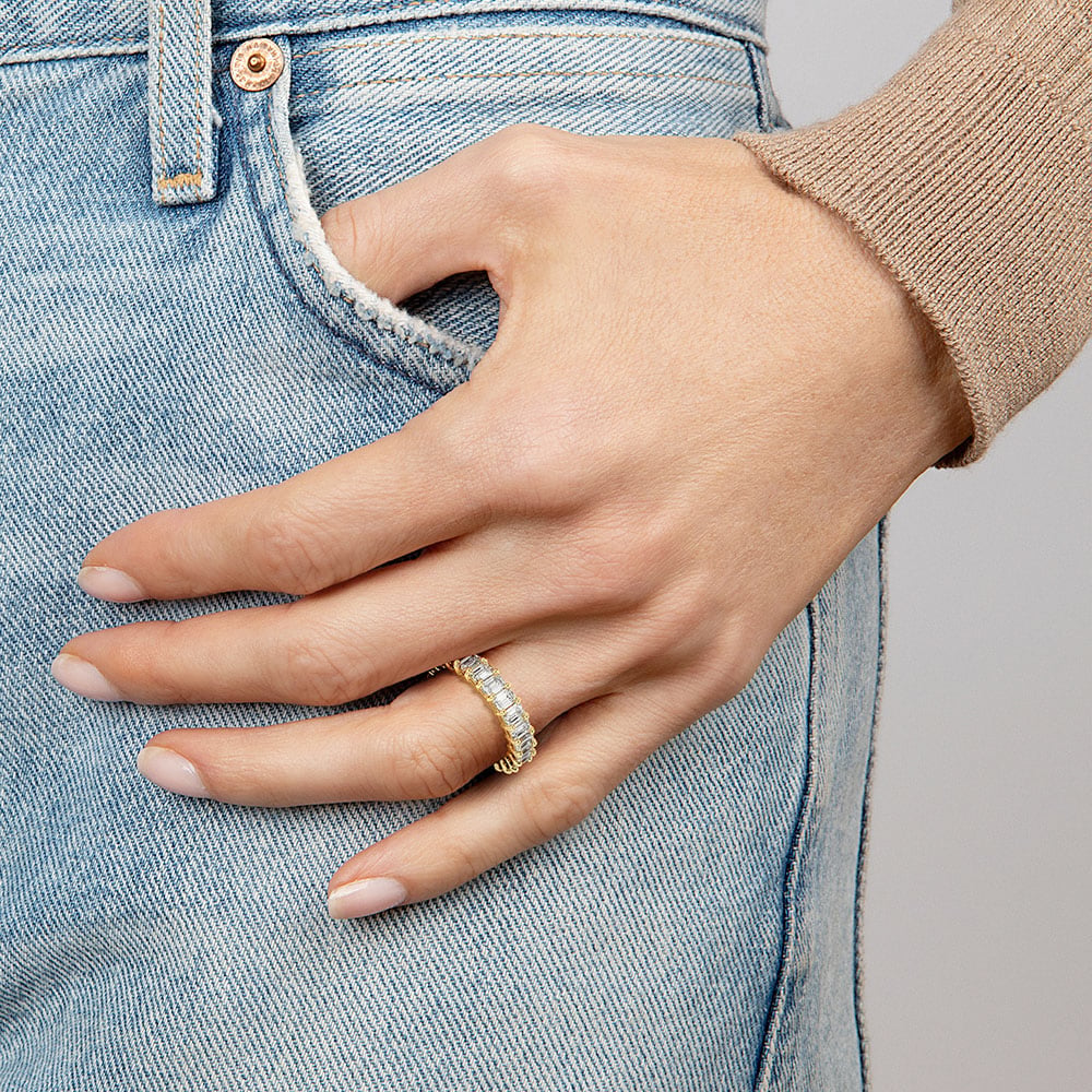 Emerald Eternity Lab Diamond Ring (4 ct. tw.) Yellow Gold 18k Eternity Band