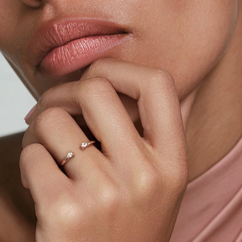 Wren Pear Diamond Ring Rose Gold 18k Wedding Band