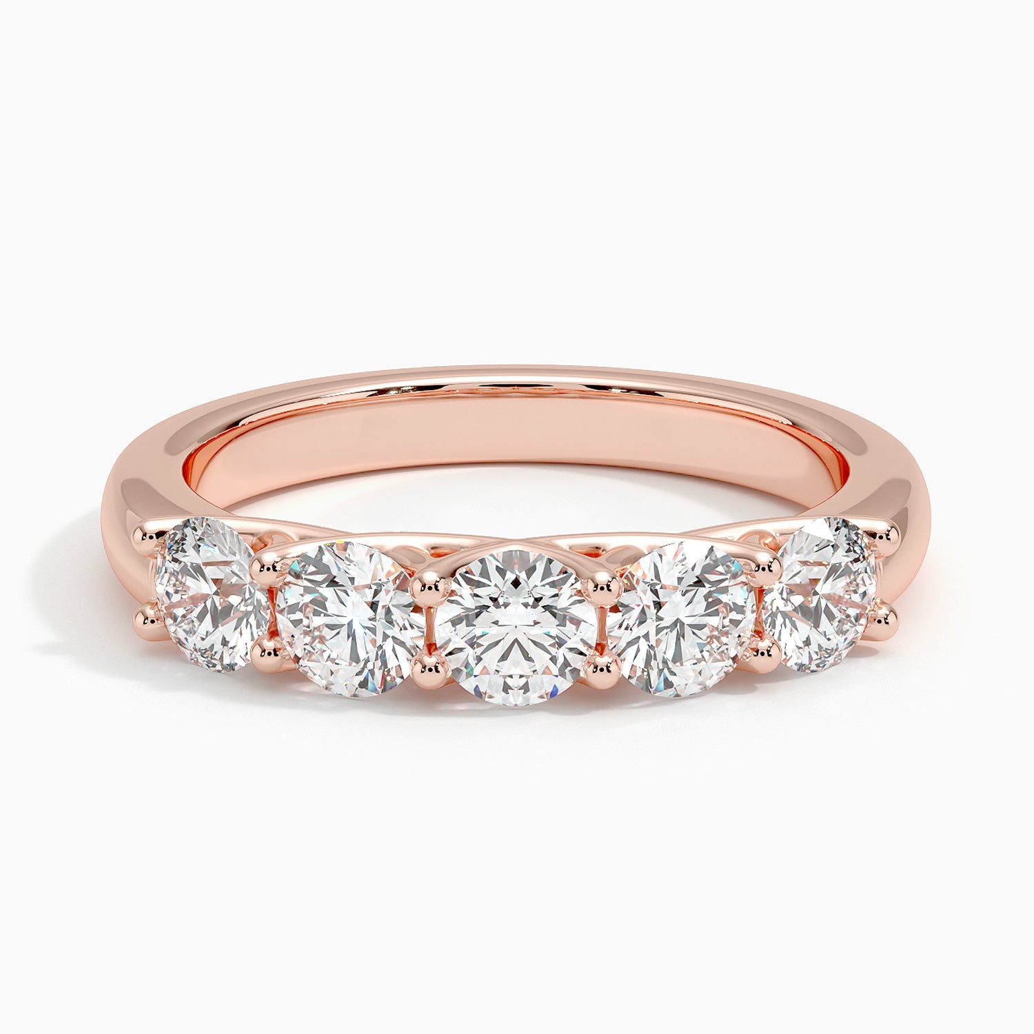 Five Stone Trellis Diamond Ring (1 ct. tw.) Rose Gold 18k Wedding Band