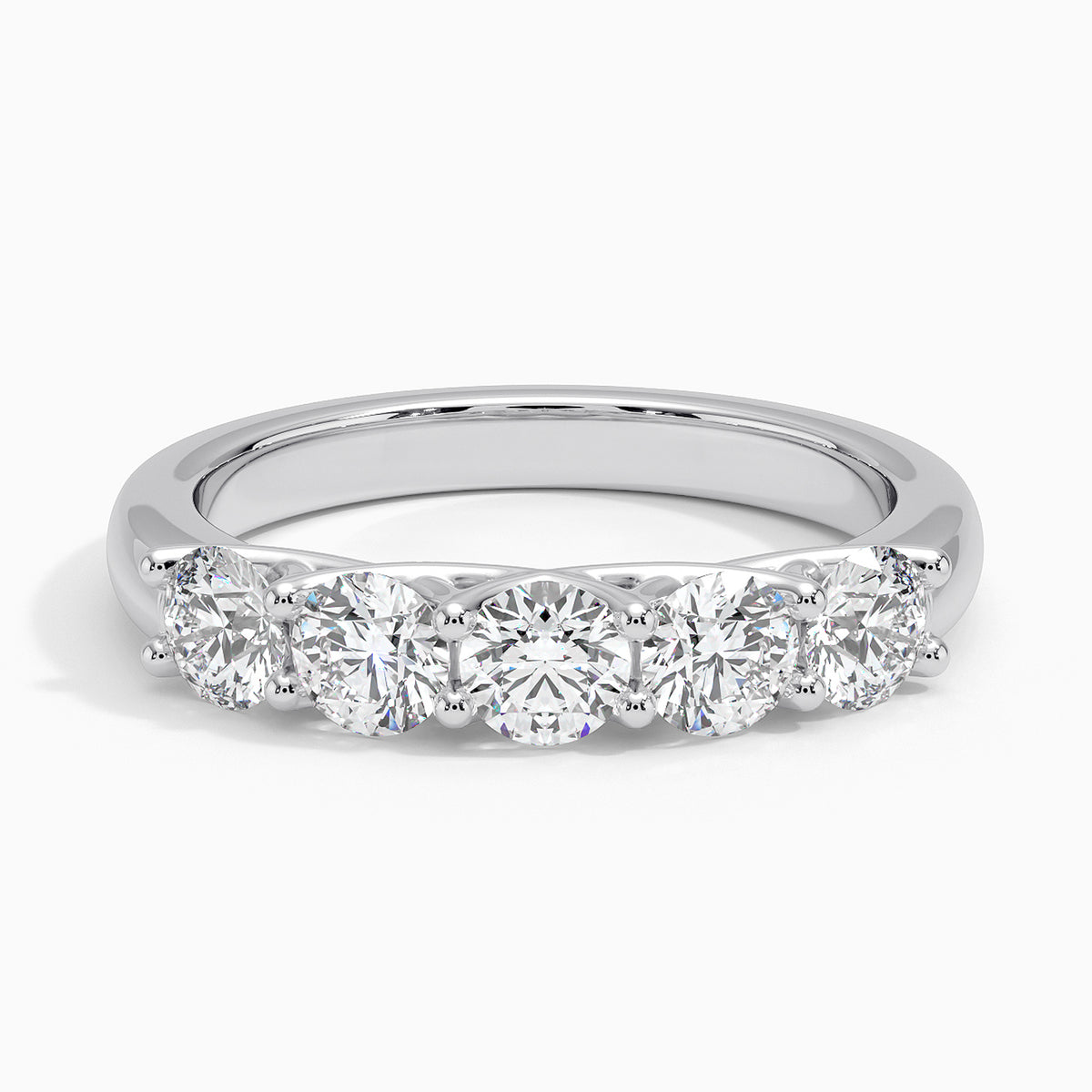 Five Stone Trellis Diamond Ring (1 ct. tw.) Platinum Wedding Band