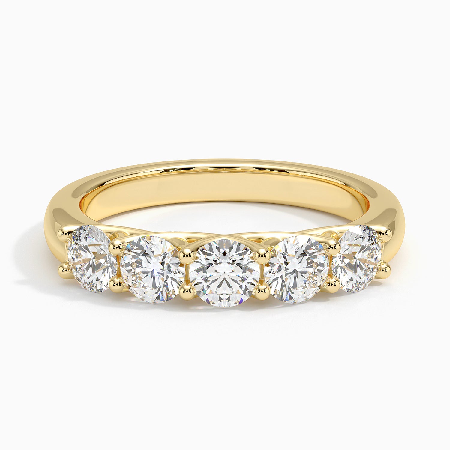 Five Stone Trellis Diamond Ring (1 ct. tw.) Yellow Gold 18k Wedding Band