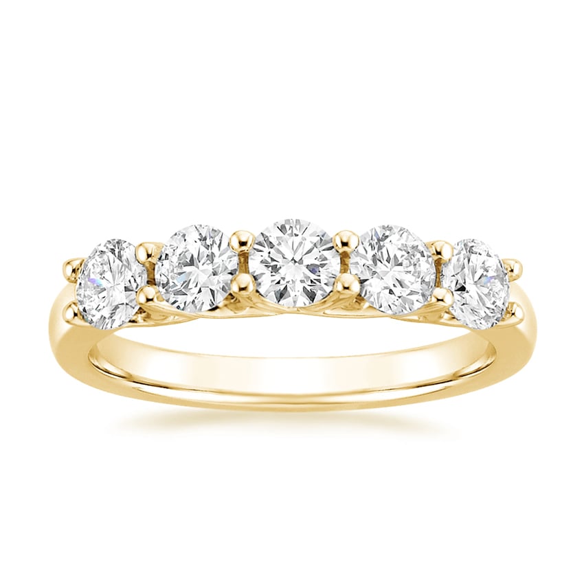 Five Stone Trellis Diamond Ring (1 ct. tw.) Yellow Gold 18k Wedding Band
