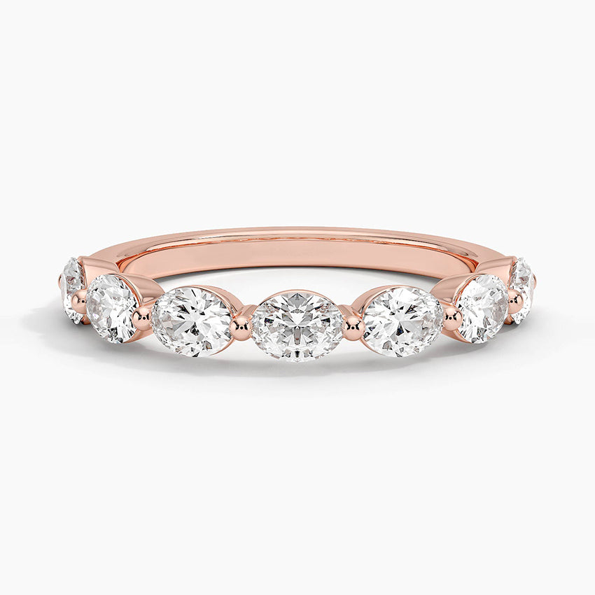 Monaco Oval Diamond Ring Rose Gold 18k Wedding Band