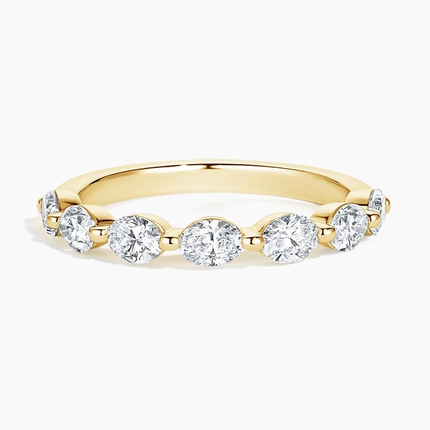 Monaco Oval Diamond Ring Yellow Gold 18k Wedding Band