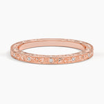Grove Engraved Diamond Ring Rose Gold 18k Wedding Band
