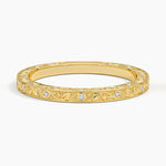 Grove Engraved Diamond Ring Yellow Gold 18k Wedding Band