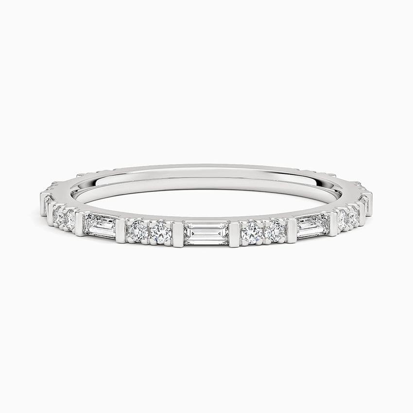 Luz Baguette and Round Diamond Ring Platinum Wedding Band