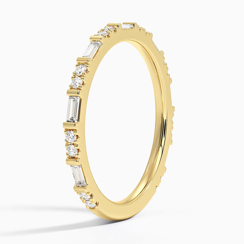 Luz Baguette and Round Diamond Ring Yellow Gold 18k Wedding Band