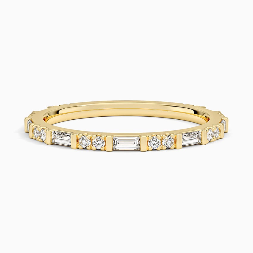 Luz Baguette and Round Diamond Ring Yellow Gold 18k Wedding Band