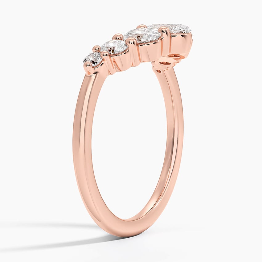 Seven Stone Oval Contour Diamond Ring (2/3 ct. tw.) Rose Gold 18k Wedding Band