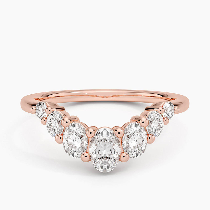 Seven Stone Oval Contour Diamond Ring (2/3 ct. tw.) Rose Gold 18k Wedding Band