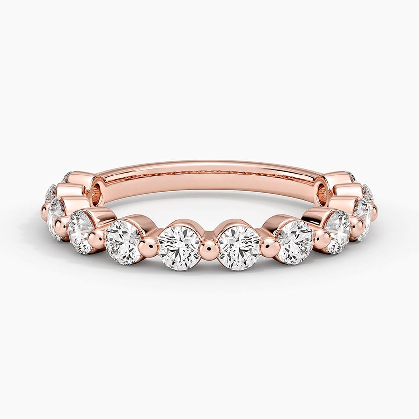 Monaco Three-Quarter Coverage Diamond Ring Rose Gold 18k Wedding Band