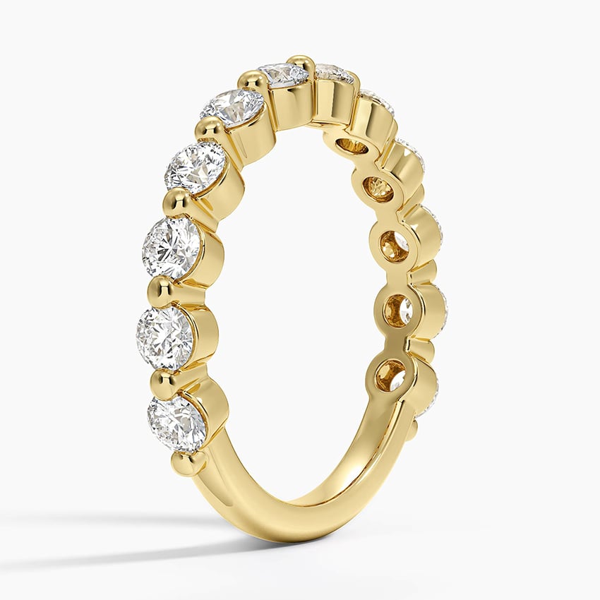 Monaco Three-Quarter Coverage Diamond Ring Yellow Gold 18k Wedding Band