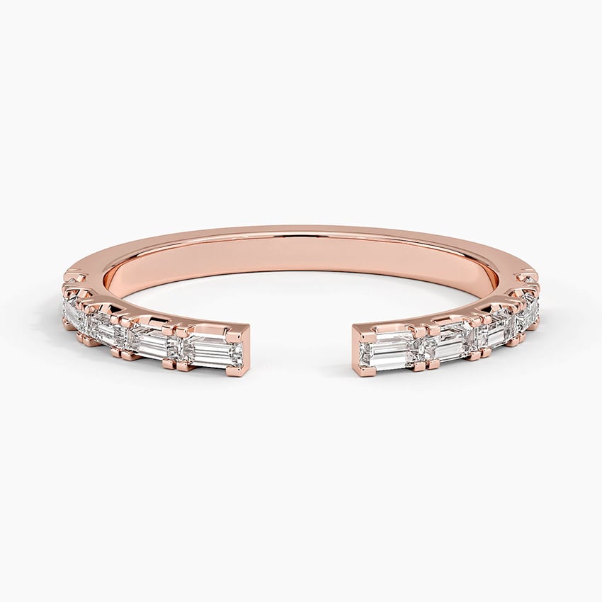 Gemma Baguette Diamond Open Ring Rose Gold 18k Wedding Band