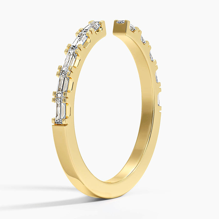 Gemma Baguette Diamond Open Ring Yellow Gold 18k Wedding Band