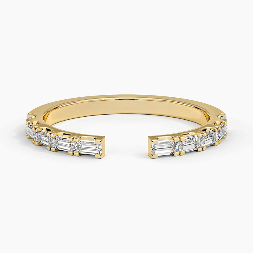 Gemma Baguette Diamond Open Ring Yellow Gold 18k Wedding Band