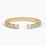 Gemma Baguette Diamond Open Ring Yellow Gold 18k Wedding Band