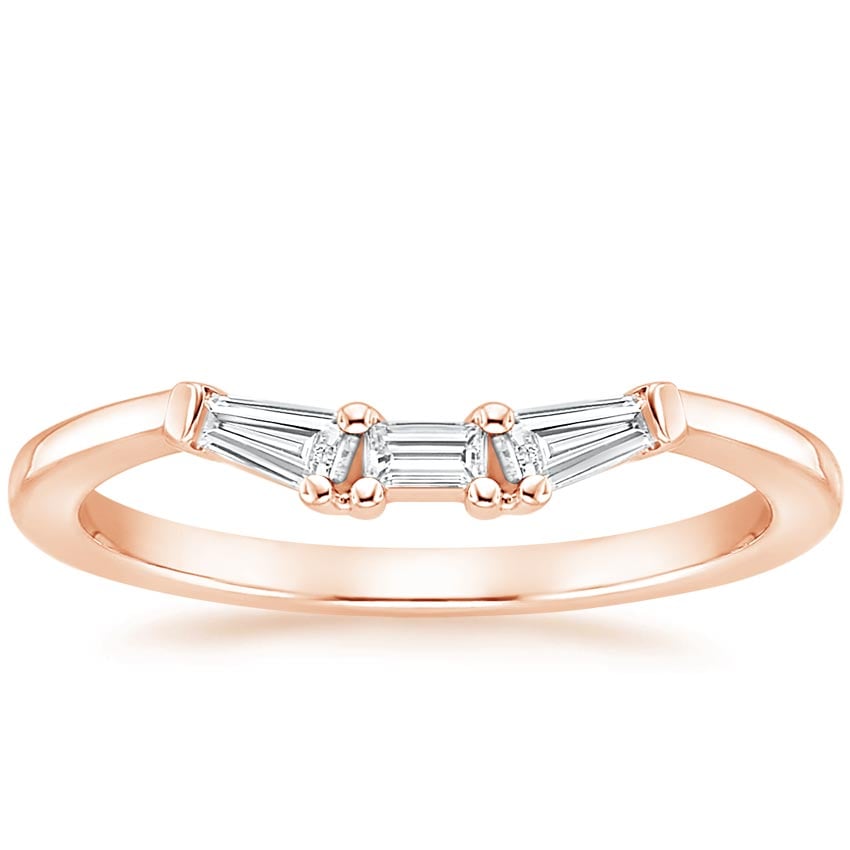 Tapered Baguette Diamond Ring Rose Gold 18k Wedding Band