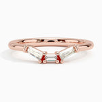 Tapered Baguette Diamond Ring Rose Gold 18k Wedding Band