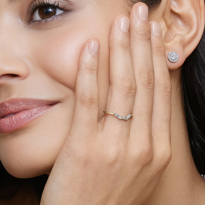 Tapered Baguette Diamond Ring Yellow Gold 18k Wedding Band