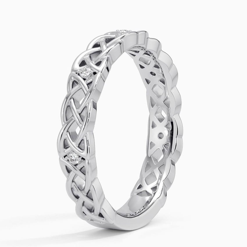 Celtic Knot Diamond Ring Platinum Wedding Band