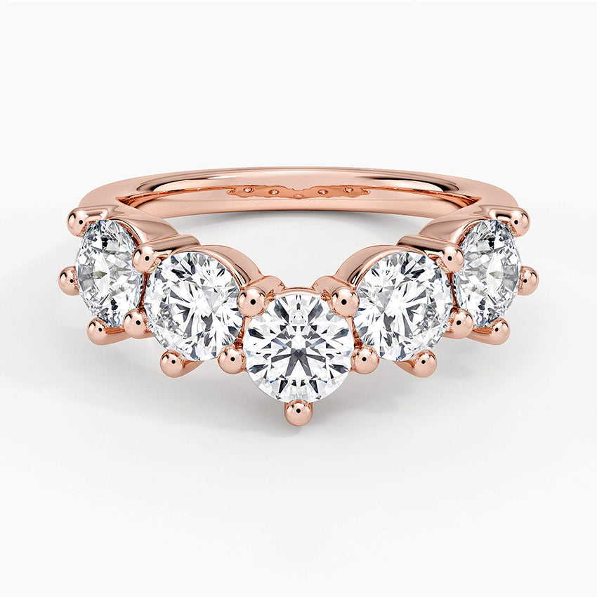 Genevieve Contoured Diamond Ring Rose Gold 18k Wedding Band